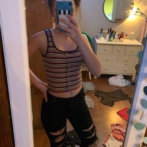 striped tank top with buttons